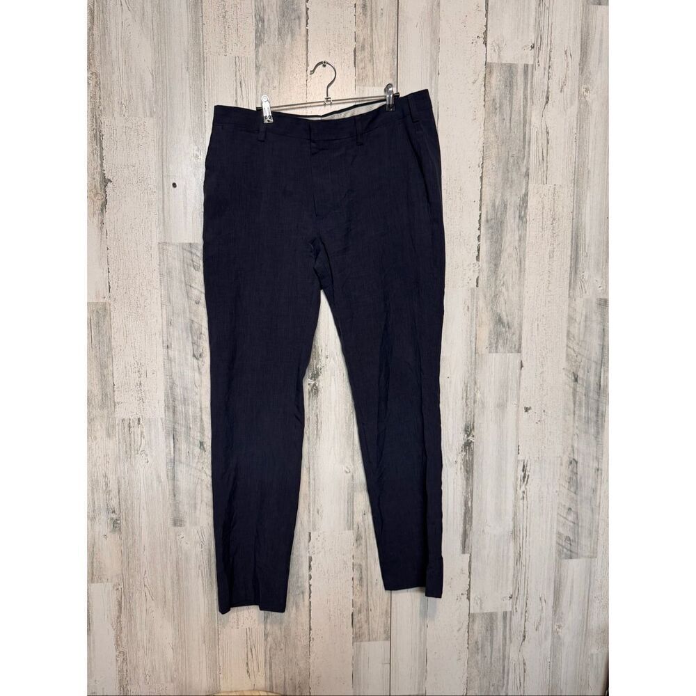 Men’s Navy Dress Pants 36x32 Flat Front Work Office Slacks